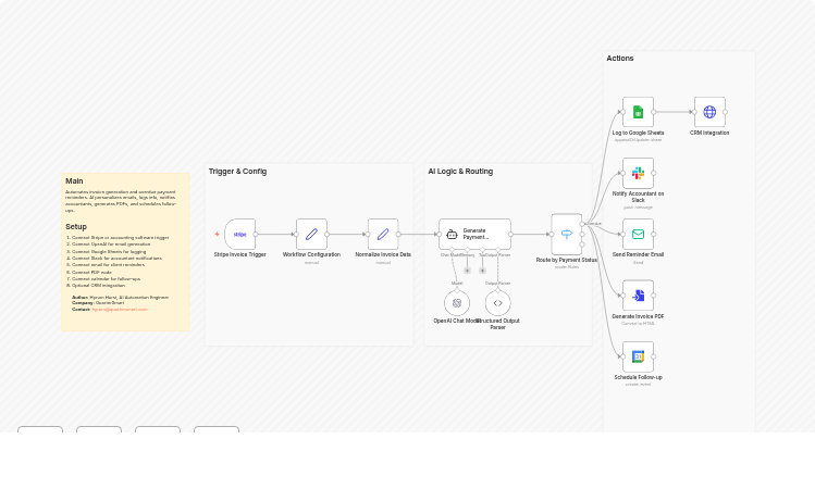 Send Stripe invoice reminders with GPT-4.1-mini, Google Sheets and Slack