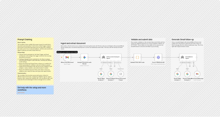 Validate bills of lading, send Gmail replies, and post JSON with Google Gemini