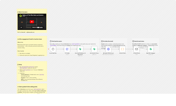 Send re-engagement emails to inactive users with Supabase, Claude and SMTP