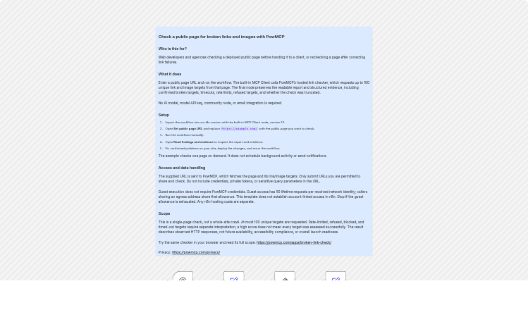 Check a public web page for broken links and images with PowMCP